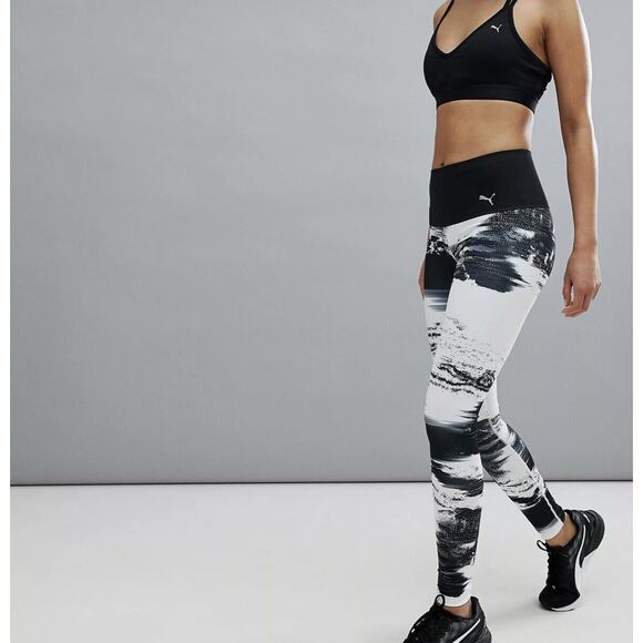 Puma Leggings Everyday Train Element Tight Dry Fit Womens Size Small Black White - Picture 1 of 10